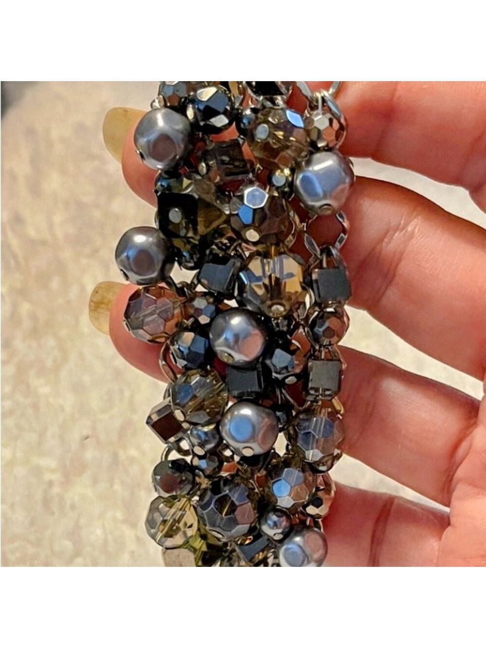 Elegant Silver and Blue Beaded Bracelet